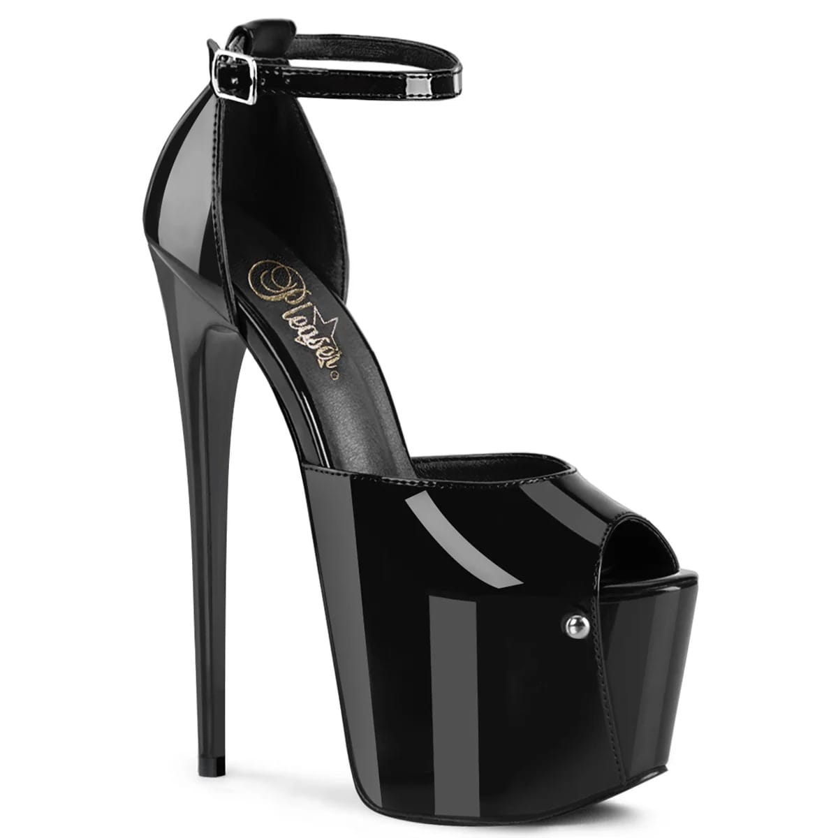 Pleaser - Jubilant 15 Black Patent Ankle Strap Stiletto with 7 inch Heel | UK 2-11 Pleaser - For Me To Love