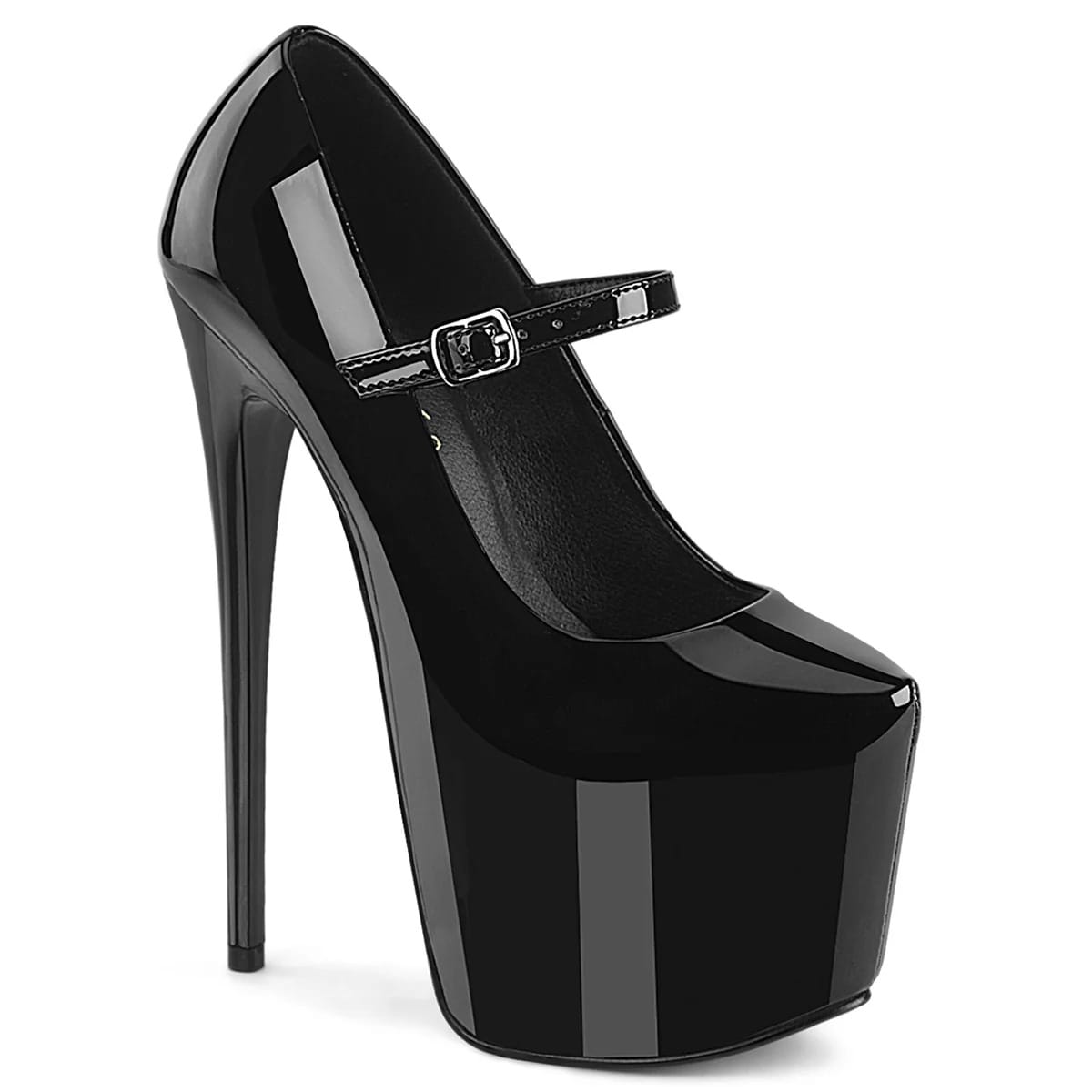 Pleaser - Jubilant 28 Black Patent Mary Jane Pumps with 7 inch Heel | UK 2-11 Pleaser - For Me To Love