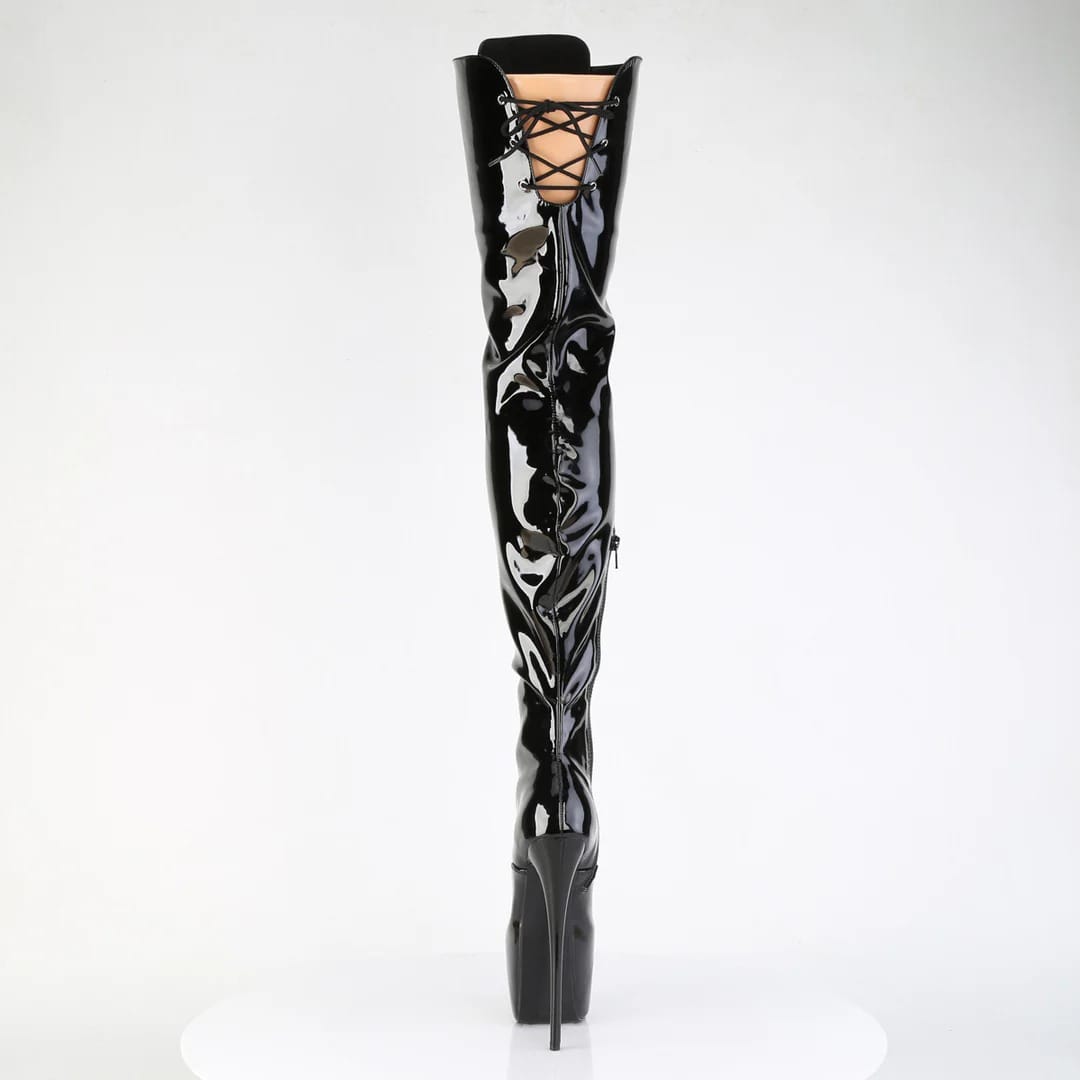 Pleaser - Jubilant 4012 Black Patent Over The Knee Boots with 7 inch Heel | UK 2-11 Pleaser - For Me To Love