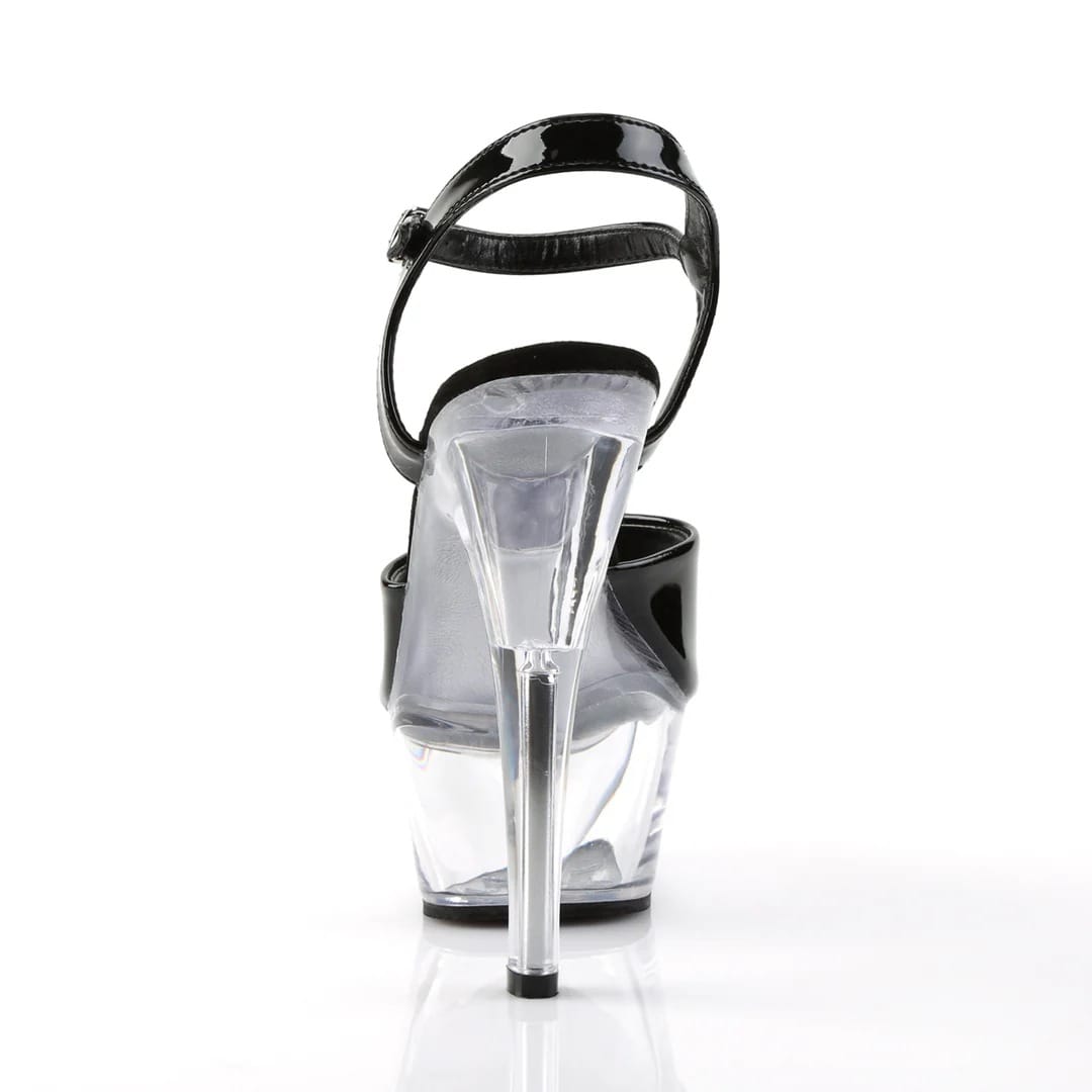 Pleaser - Kiss 209 Black/Clear Patent Platform Stilettos with 6 inch Heel | UK 2-11 Pleaser - For Me To Love