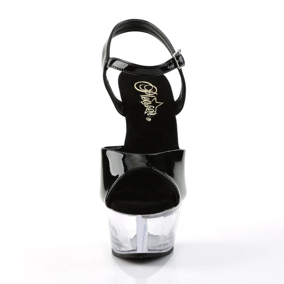 Pleaser - Kiss 209 Black/Clear Patent Platform Stilettos with 6 inch Heel | UK 2-11 Pleaser - For Me To Love