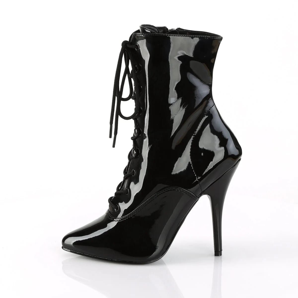 Pleaser - Seduce 1020 Black Patent Single Sole Ankle Boots with 5" Heel | UK 3-13 Pleaser - For Me To Love