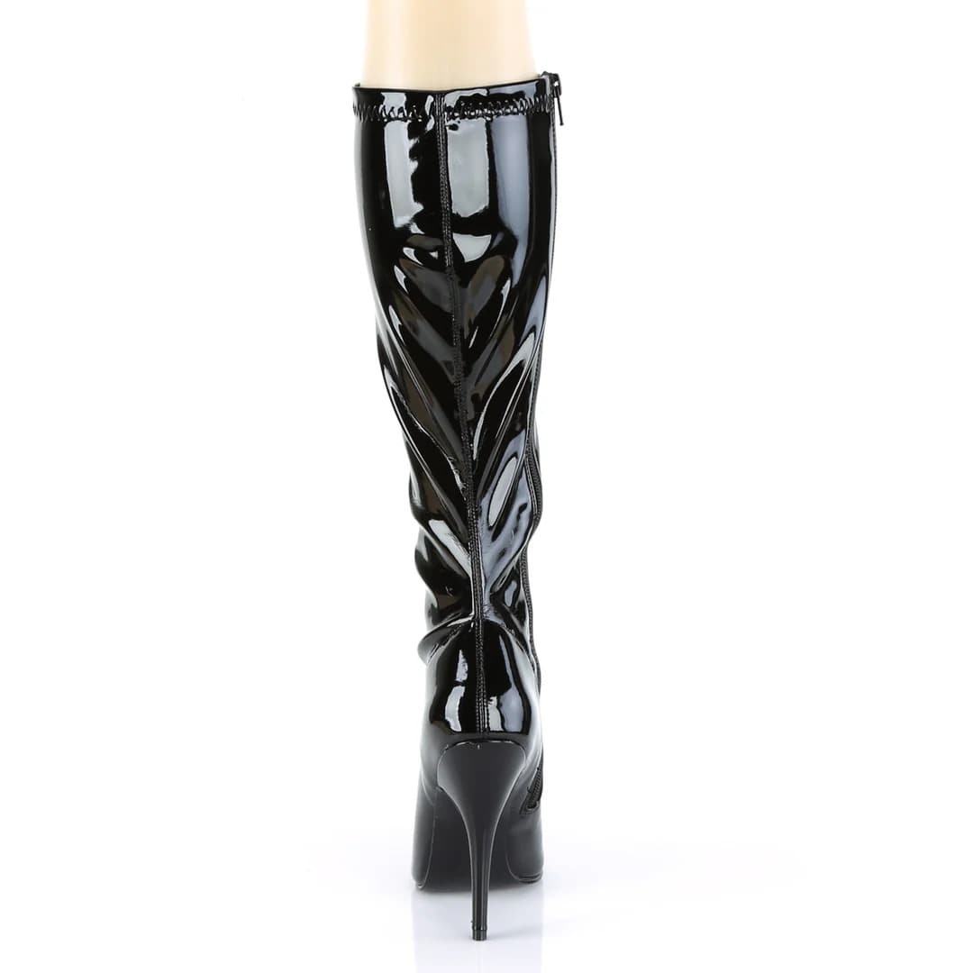 Pleaser - Seduce 2000 Black Patent Single Sole Knee-High Boots with 5" Heel | UK 3-13 Pleaser - For Me To Love