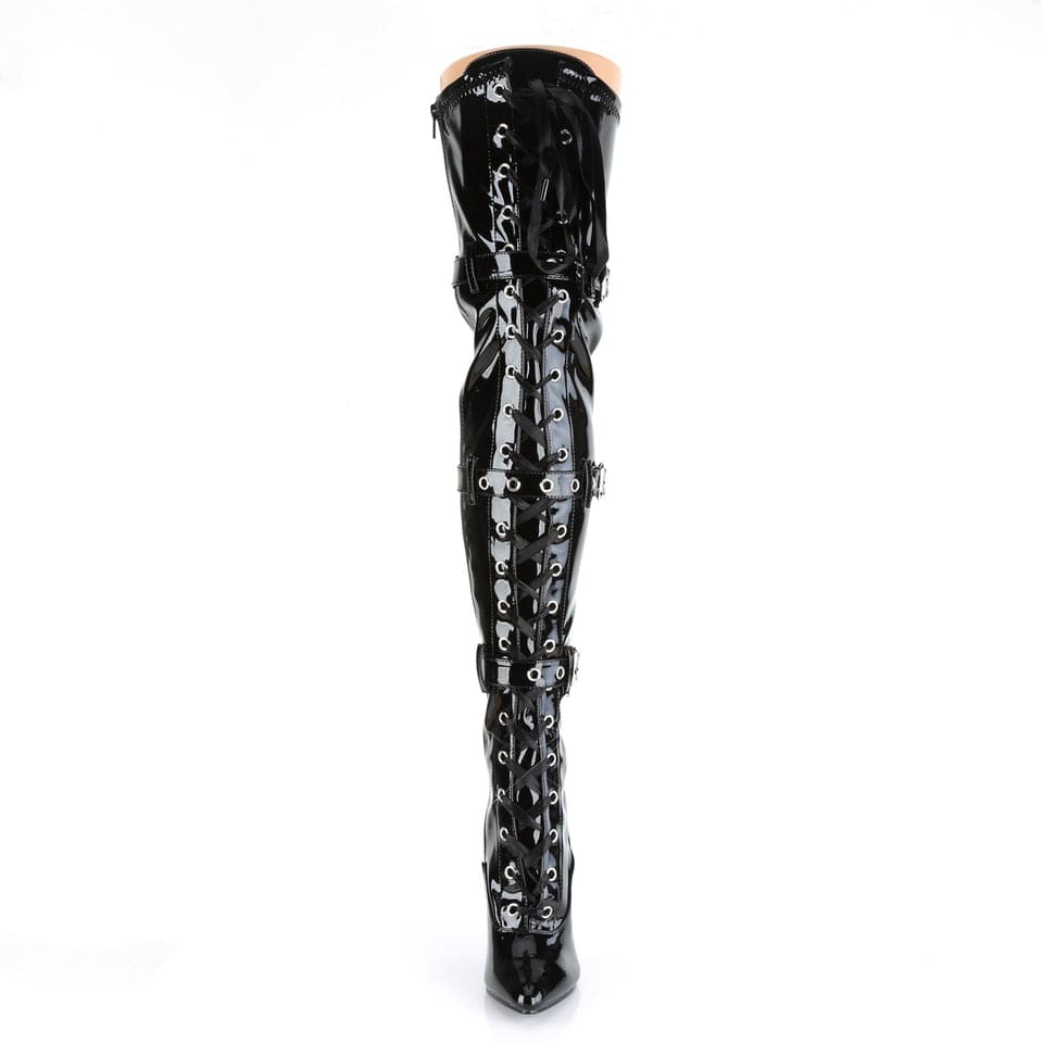 Pleaser - Seduce 3028 Single Sole with 5" Heel Thigh-High Boots with Buckles | UK 3-11 Pleaser - For Me To Love