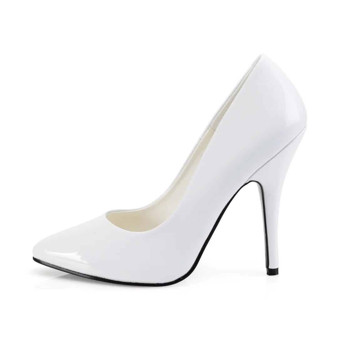 Pleaser - Seduce 420 White Classic Pump Court Shoe with 5 inch Heel | UK 2-13 Pleaser - For Me To Love