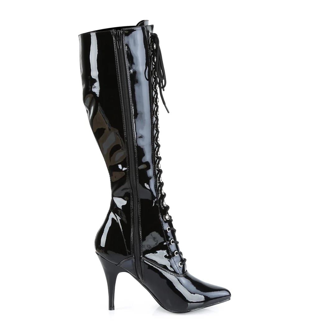 Pleaser - Vanity 2020 4 Inch Heel, Front Lace, Single Sole Knee Length Boots | UK 3-13 Pleaser - For Me To Love