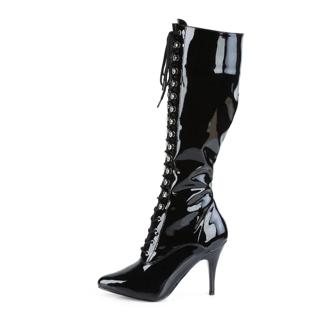 Pleaser - Vanity 2020 4 Inch Heel, Front Lace, Single Sole Knee Length Boots | UK 3-13 Pleaser - For Me To Love