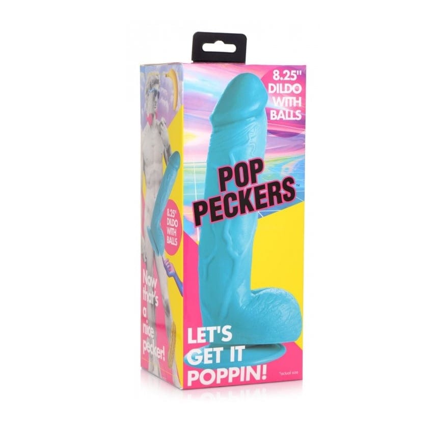 Pop Peckers - Blue Suction Cup Dildo With Balls | 8.25 inches Pop Peckers - For Me To Love