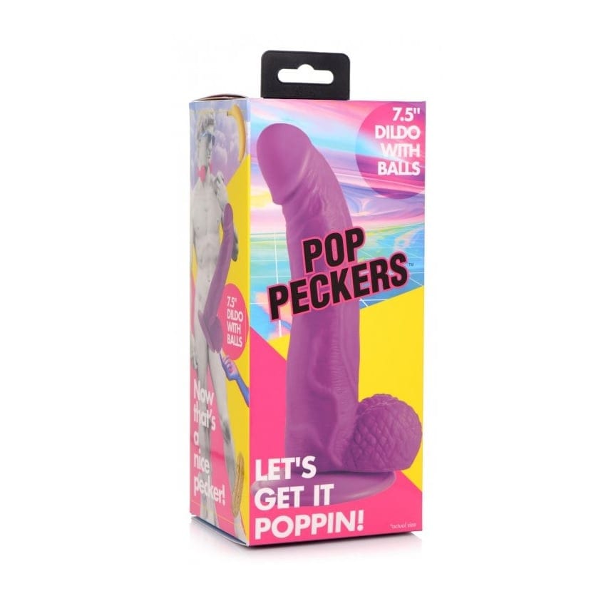 Pop Peckers - Purple Suction Cup Dildo With Balls | 7.5 inches Pop Peckers - For Me To Love