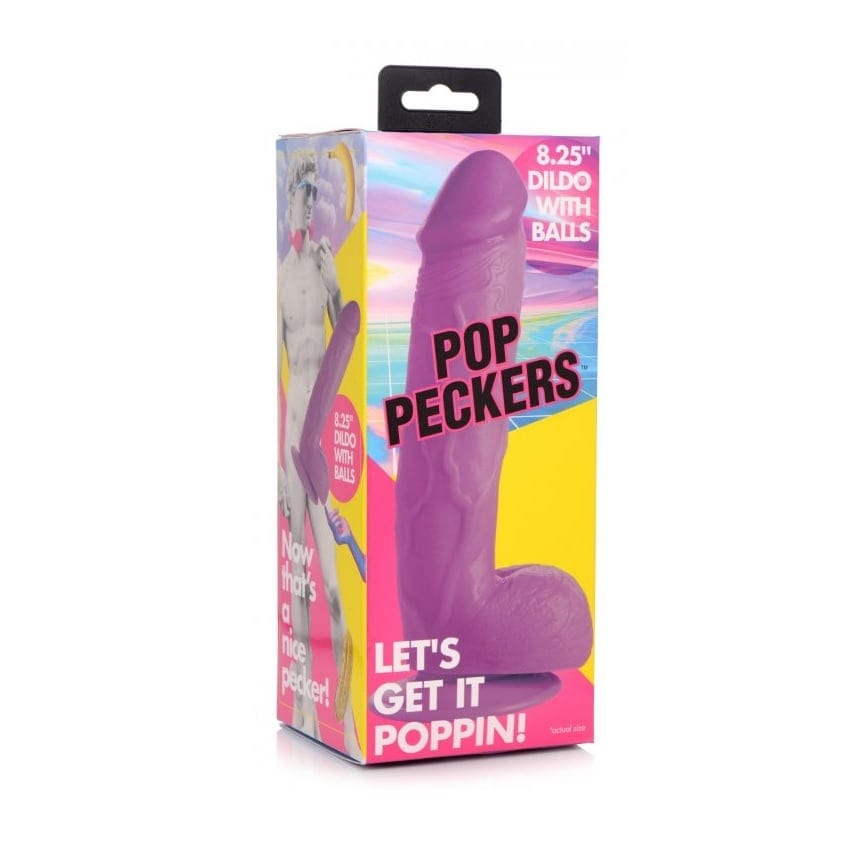 Pop Peckers - Purple Suction Cup Dildo With Balls | 8.25 inches Pop Peckers - For Me To Love