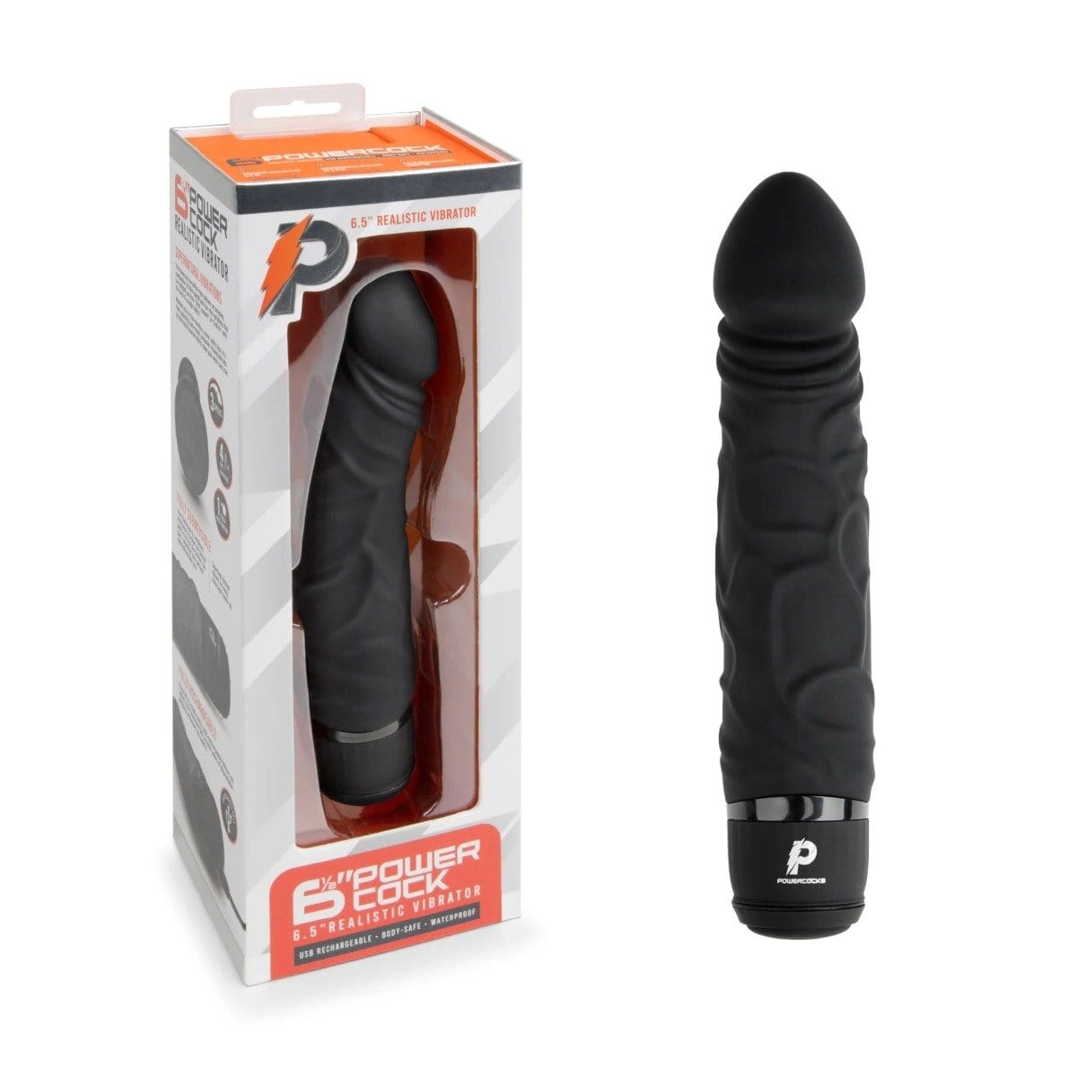 Powercocks - USB Rechargeable Realistic Vibrator | Black 6.5 inches Powercocks - For Me To Love