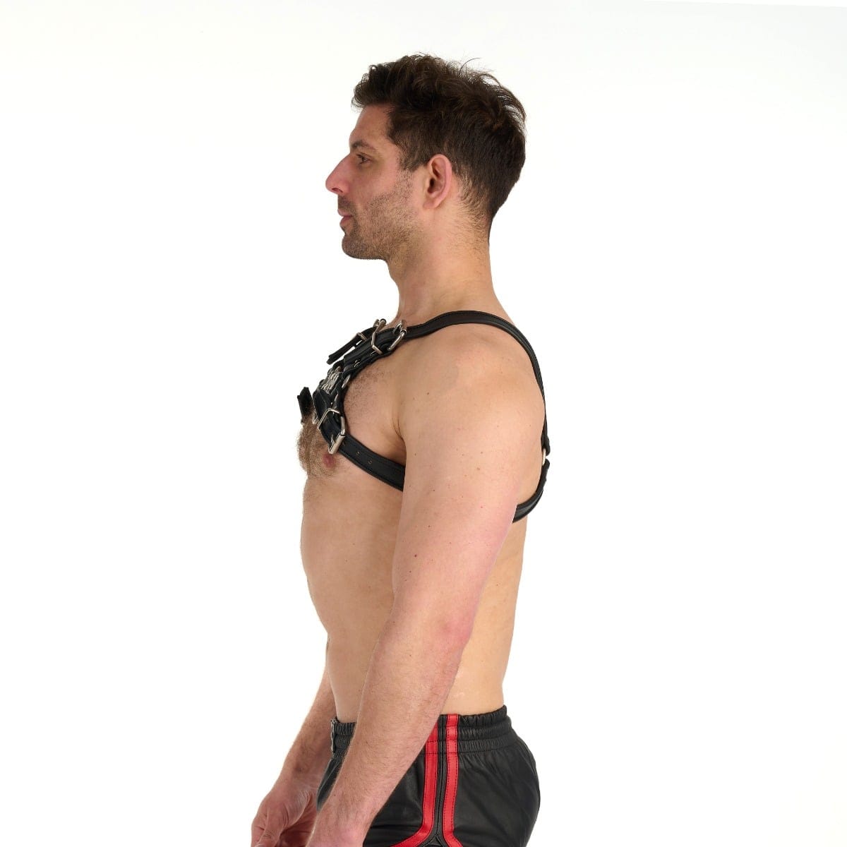 Prowler RED - Adjustable Bull D-Ring Leather Chest Harness | 5 Sizes Prowler Red - For Me To Love