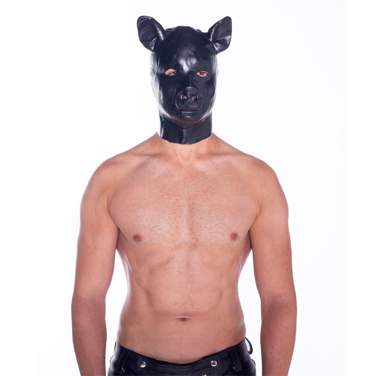 Prowler Red - Bondage Play Latex Pig Hood with Back Zip | Black prowler red - For Me To Love