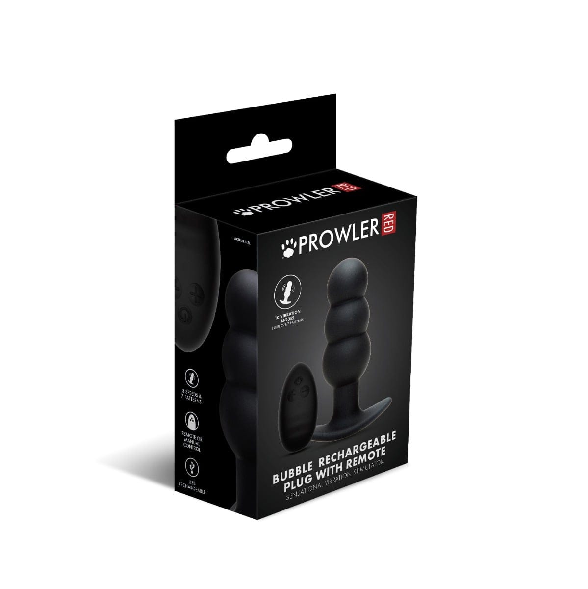 Prowler RED - Bubble Rechargeable Butt Plug with Remote | 5 inches Prowler Red - For Me To Love