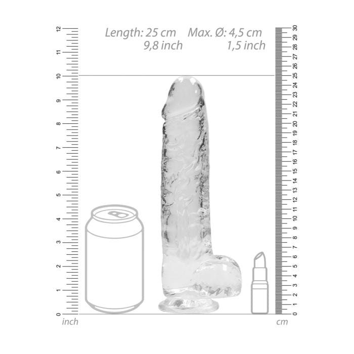 Real Rock - Crystal Clear Realistic Suction Cup Dildo With Balls | 9 inches Real Rock - For Me To Love