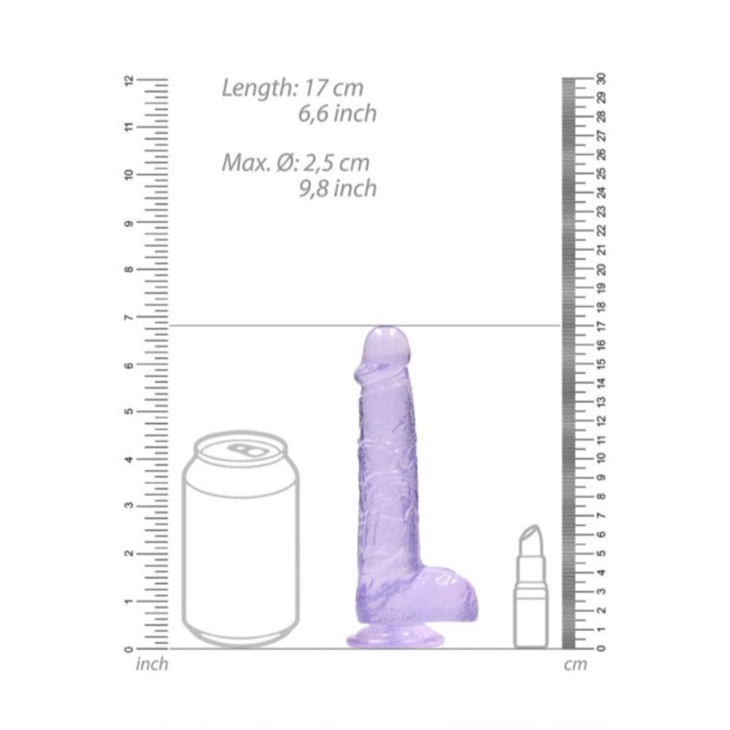 Real Rock Real Rock Crystal Clear 6" Realistic Dildo With Balls (Purple)