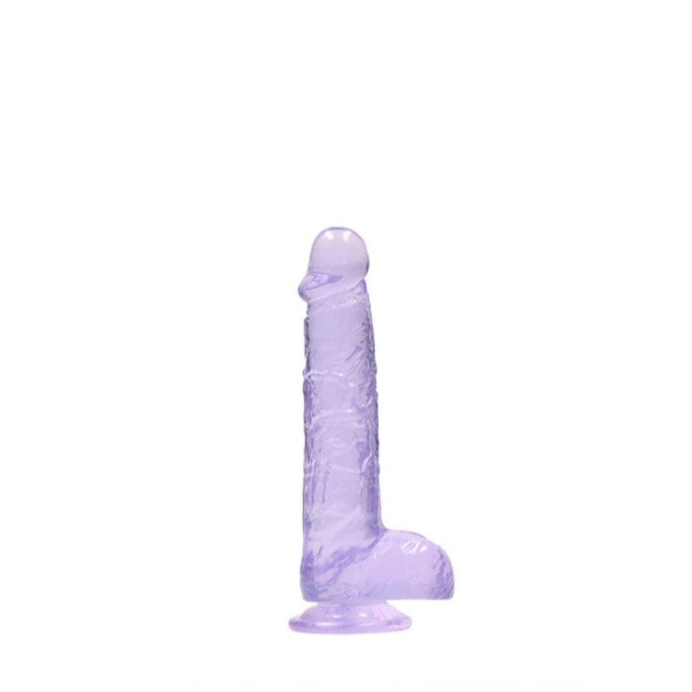 Real Rock Real Rock Crystal Clear 6" Realistic Dildo With Balls (Purple)