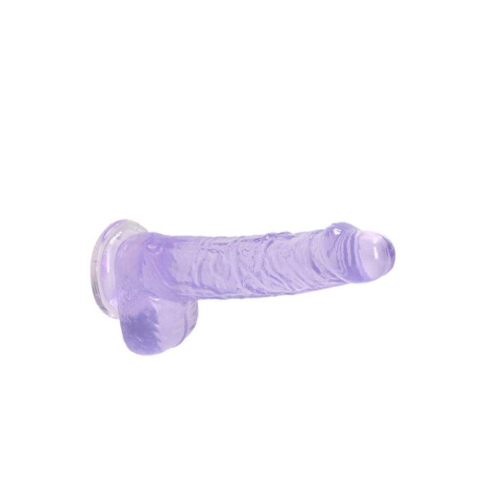 Real Rock Real Rock Crystal Clear 6" Realistic Dildo With Balls (Purple)