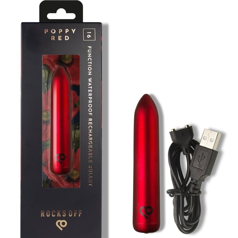 Rocks Off - Poppy Red USB Rechargeable Mini Bullet Vibe | 90mm Rocks off - For Me To Love