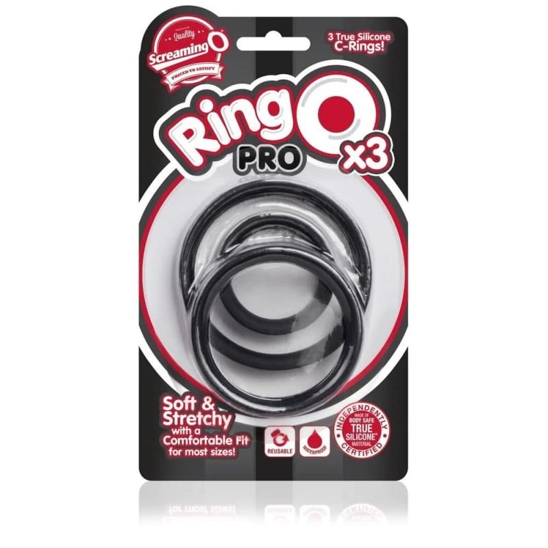Screaming O - RingO Pro Cock Rings x3 Sizes for 3 Sensations | Black Screaming O - For Me To Love