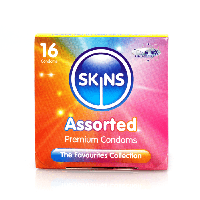 Skins - Assorted Condom Cube | 16 Pack - Natural - Dots & Ribs - Ultra Thin Skins - For Me To Love