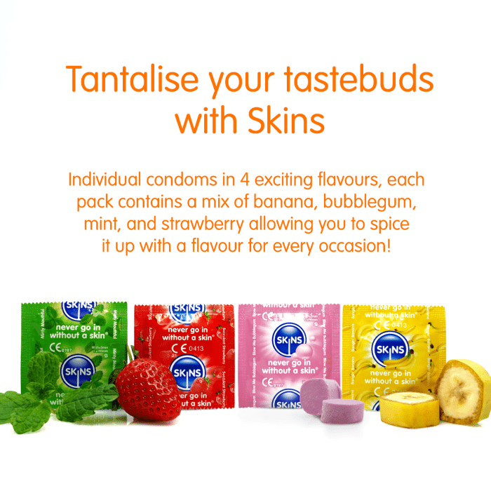 Skins Condoms - Fun Flavours 4 Pack Skins - For Me To Love