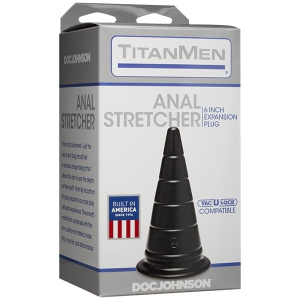 TitanMen Anal Stretcher Expansion Plug - Black 6 inch - Vac-U-Lock Compatible Doc Johnson - For Me To Love