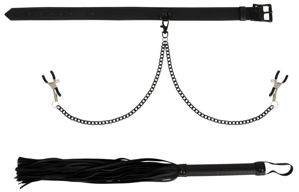 Vegan Fetish Play with Collar - Nipple Clamps and Flogger kit | For Me To Love